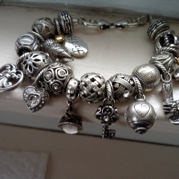 Brighton  charm bracelet loaded with 19 charms  beads 2 stoppers - Picture 13 of 14